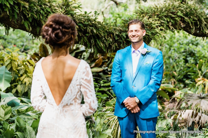 Indian bride and groom about to meet each other