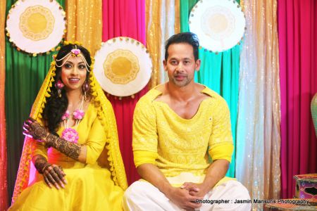 Bride and groom after haldi ceremony