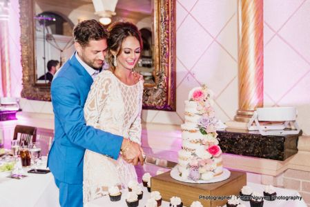 Groom and Bride cutting cake