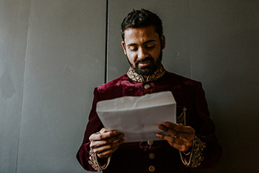 Indian Groom Reading Indian Bride's Letter