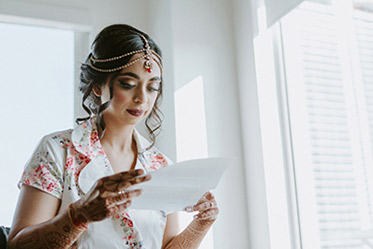 Indian Bride Reading Indian Groom's Letter