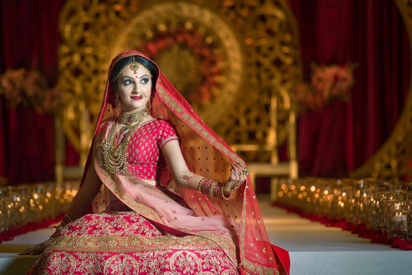 Indian bride in traditional garb.