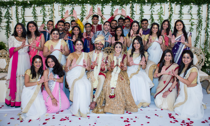 Newly Weds Indian Bride and Groom with their Cousins Photography