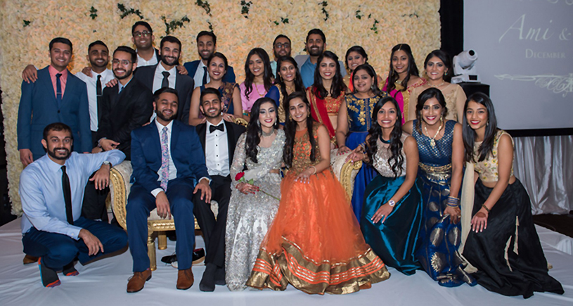 Indian Couple with Cousins and Friends Reception Capture