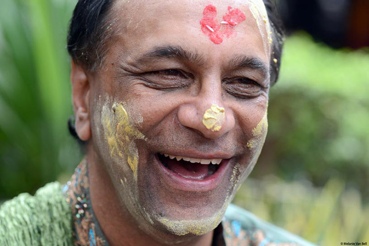 Haldi Ceremony - Indian Groom getting the Turmeric Paste on his head