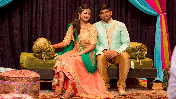 Ravishing Indian Couple in Sangeet Outfit