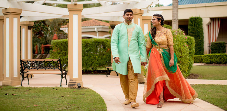 Gorgeous Indian Couple Walking Holding Hands