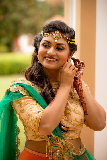 Indian Bride Getting Ready for Sangeet Ceremony