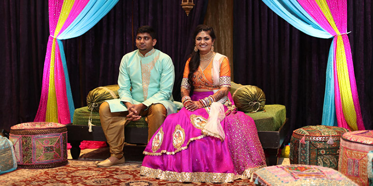 Gorgeous Indian Couple During Sangeet Ceremony