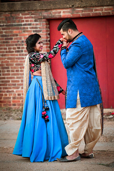 Indian Bride and Groom in Sangeet Outfit