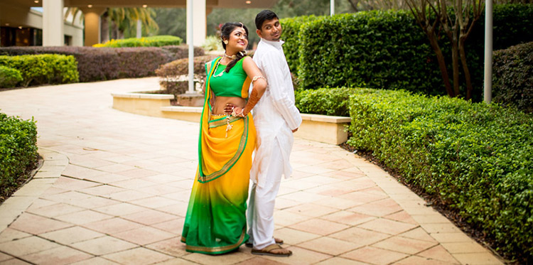 Indian Bride and Groom Ready For Pre Wedding Ceremony Haldi