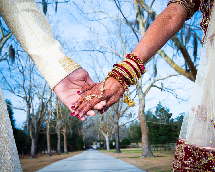 Indian Newlyweds Holding Hands