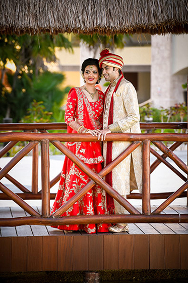 Indian Bride and Groom Hugging Eachother