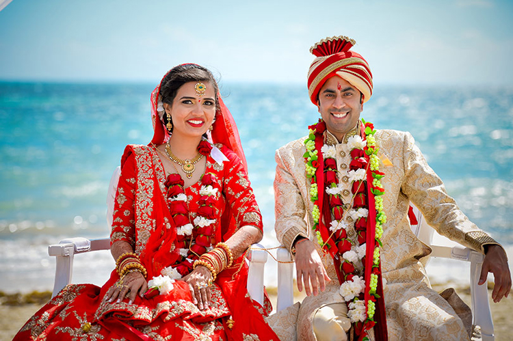 Gorgeous Indian Bride and Groom under Wedding Mandap
