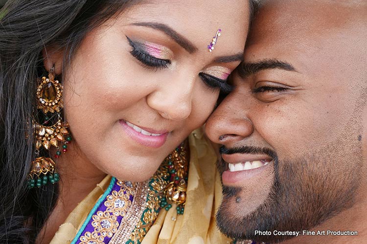 Indian Couple having tender moment as the photoshoot continues