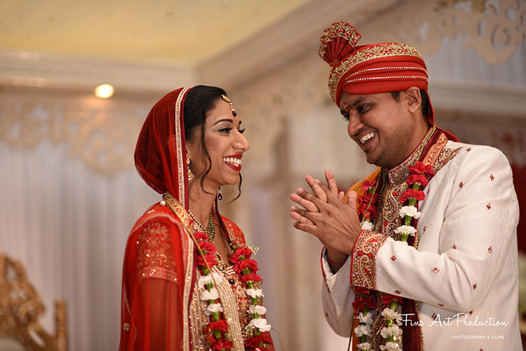 Happy indian couple after the wedding ceremony