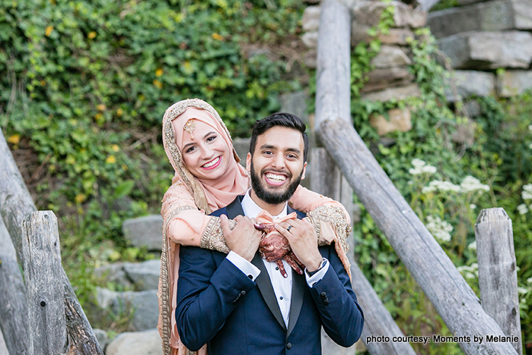 Happiness on the face of the couple before the wedding