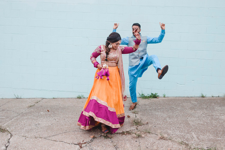 Indian Bride Dancing with Indian Groom