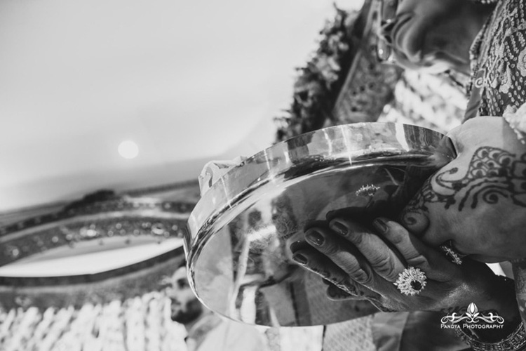 Indian Wedding Guest Holding Plate in her Hand