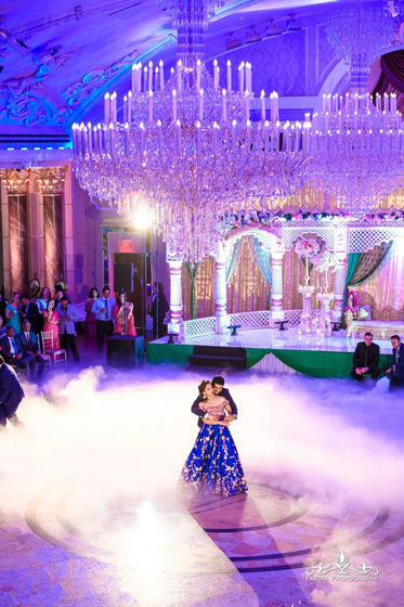Indian Bride and Groom Performing Dance in their Sangeet