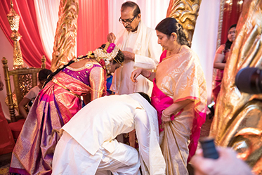 Bride and Groom taking the blessings from their Parents