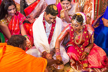 Indian Bride and Goom Under Wedding Mandap