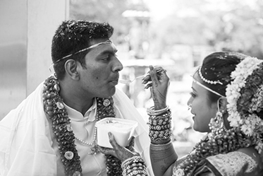 Indian Bride Giving Curd to Indian Groom as per Religious Belief