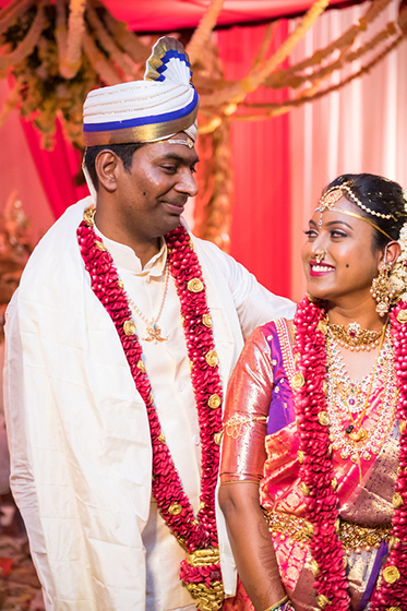 Indian Bride and Groom Looking to each other