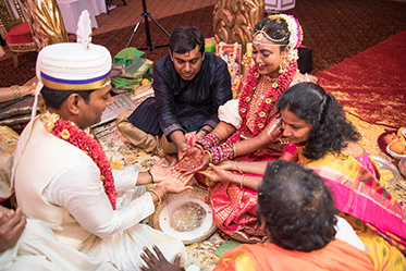 Indian Bride and Groom doing Indian Wedding Ritual