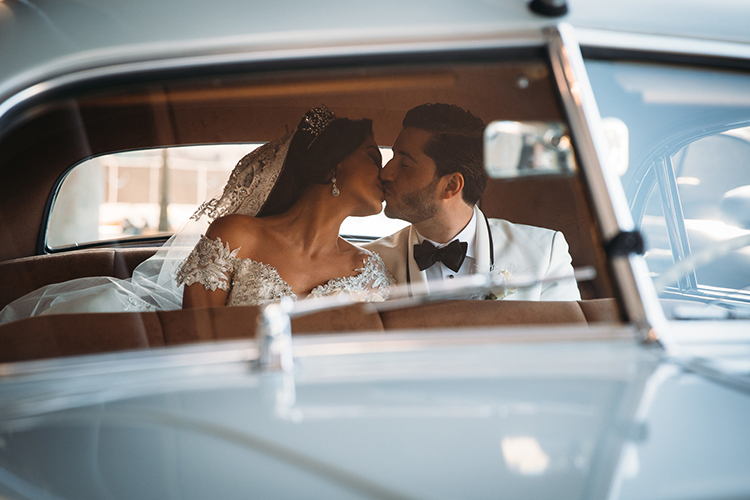 Indian Bride and Groom Sitting in the Car