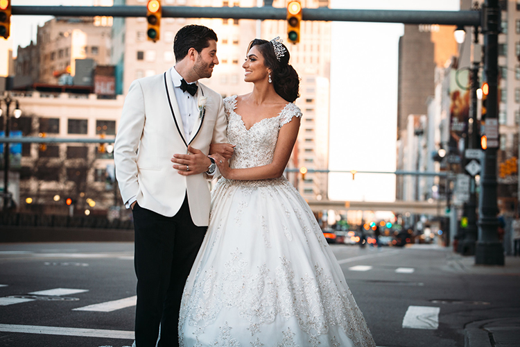 Indian Bride and Groom Looking to each other at outdoor Shooting