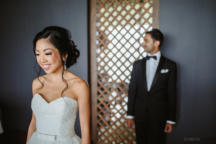 Indian Bride and Groom about to first Look