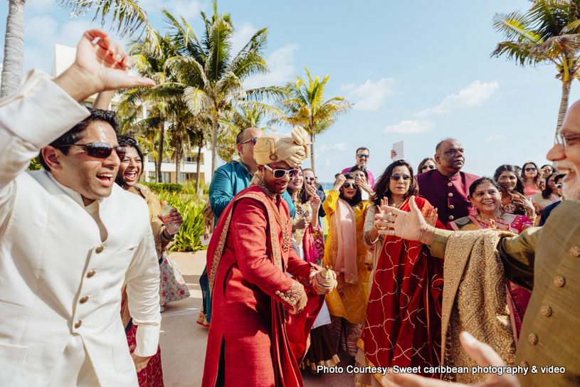 Indian Groom Dancing at the baraat