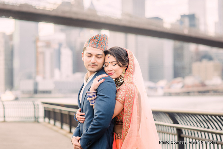 April and Avi Hindu Wedding Style shoot in Brooklyn Bridge Park, New York by Vivian N Photos