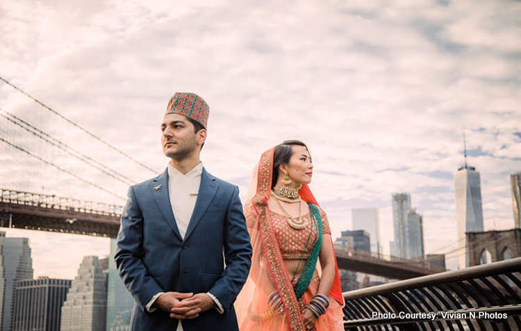 Indian Bride and Groom Possing for Outdoor Photoshoot