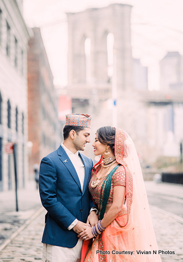 Indian bride and Groom in wedding Attire