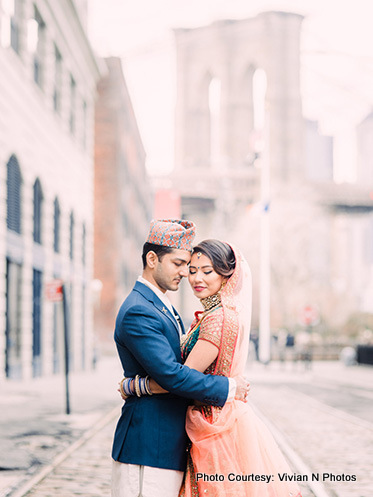 Indian Bride and Groom Hugging to each other