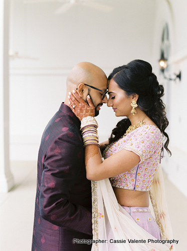 Indian Bride and Groom posing for the photoshoot