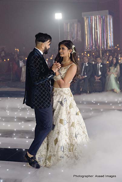 Indian Bride and Groom Dancing during reception Ceremony