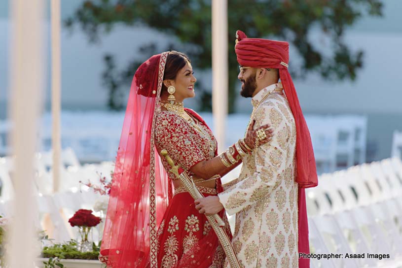 Indian Bride and groom First look