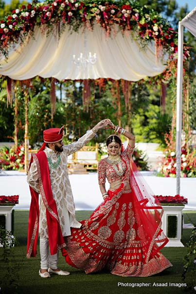 Romantic moment of Indian Bride and Groom