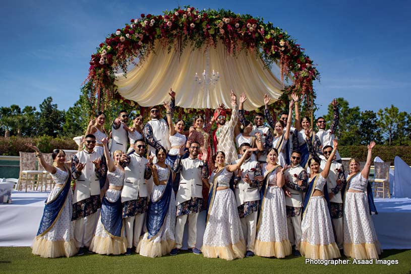 Indian Bride and Groom with Bridesmaid and Groomsmen Capture