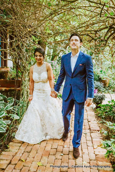 Indian Bride and Groom Possing for outdoor Photoshoot