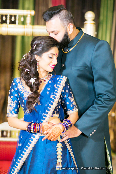 Indian Bride and groom having romantic moment