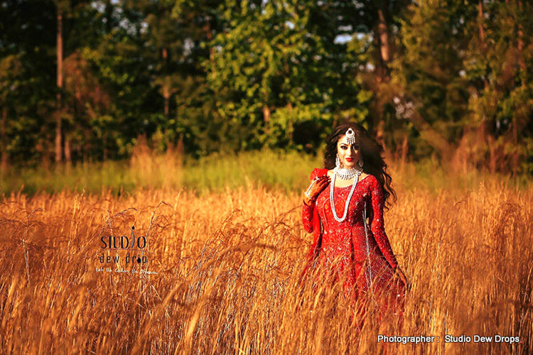 Indian Bride Possing for Outdoor Photoshoot