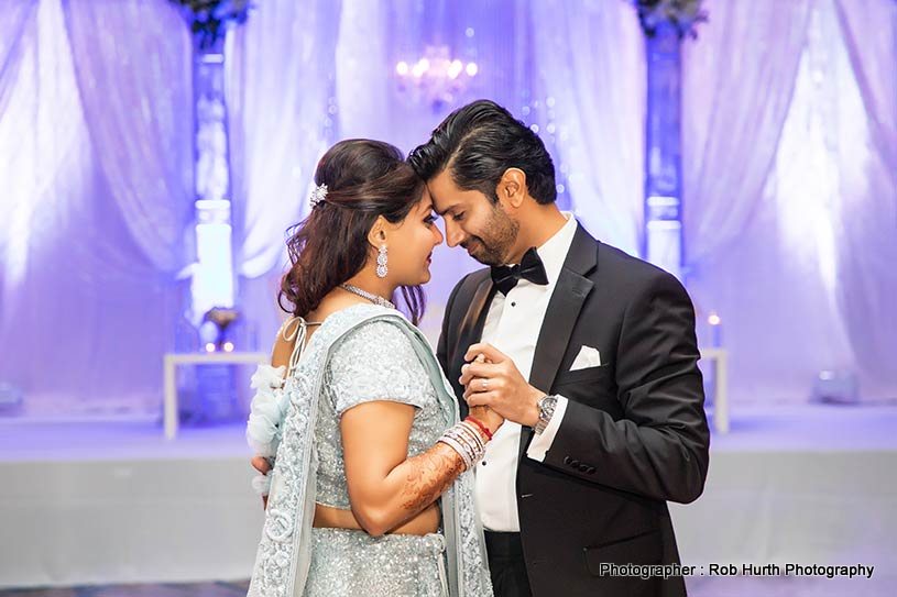 Indian Couple dancing at the wedding reception