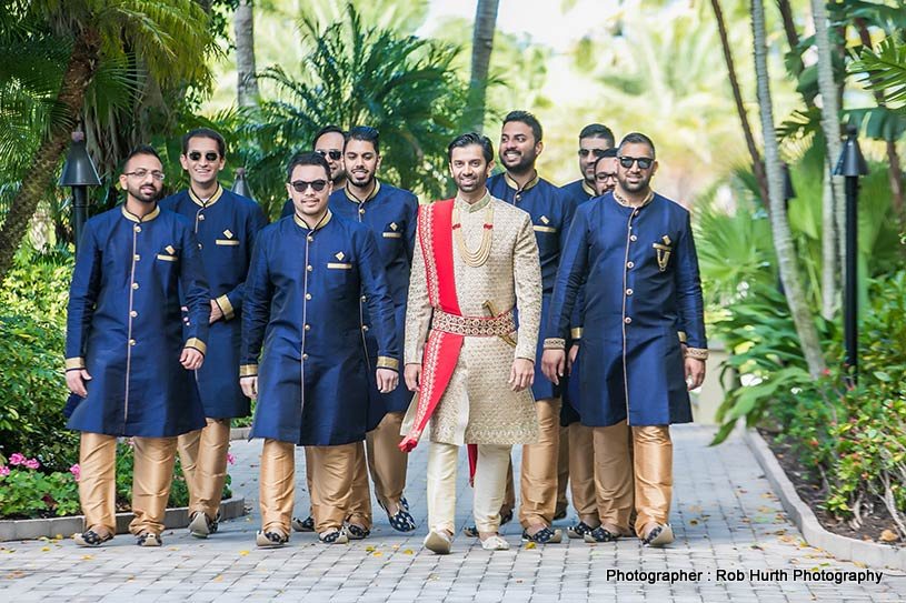 Indian Groom Entering the wedding venue with Groomsmen