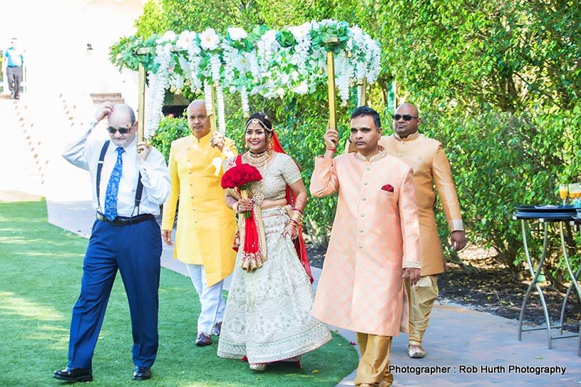 Indian Bride going to wedding mandap