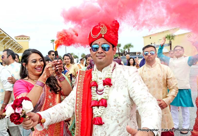 Indian groom Entering The Wedding Ceremony