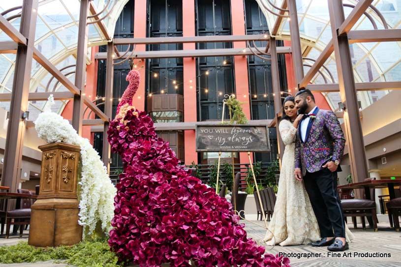 Beautiful peacock indian wedding decor